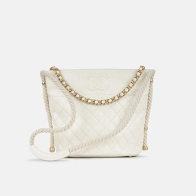 Chanel Chanel - En Vogue Large Hobo Bag - White Aged Calfskin Leather GHW - Pre-Loved