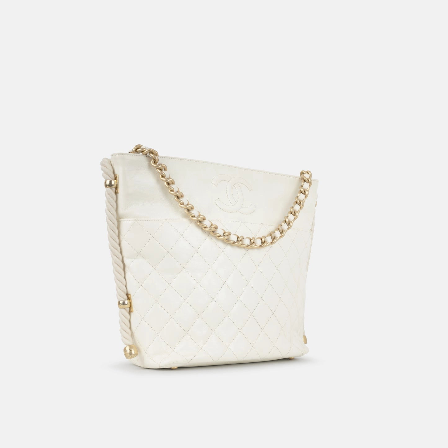 Chanel Chanel - En Vogue Large Hobo Bag - White Aged Calfskin Leather GHW - Pre-Loved