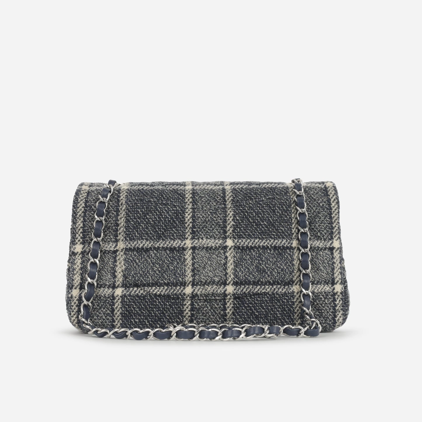 Chanel Chanel - Medium Classic Flap - Navy Tartan Tweed SHW - 2022 - Pre-Loved