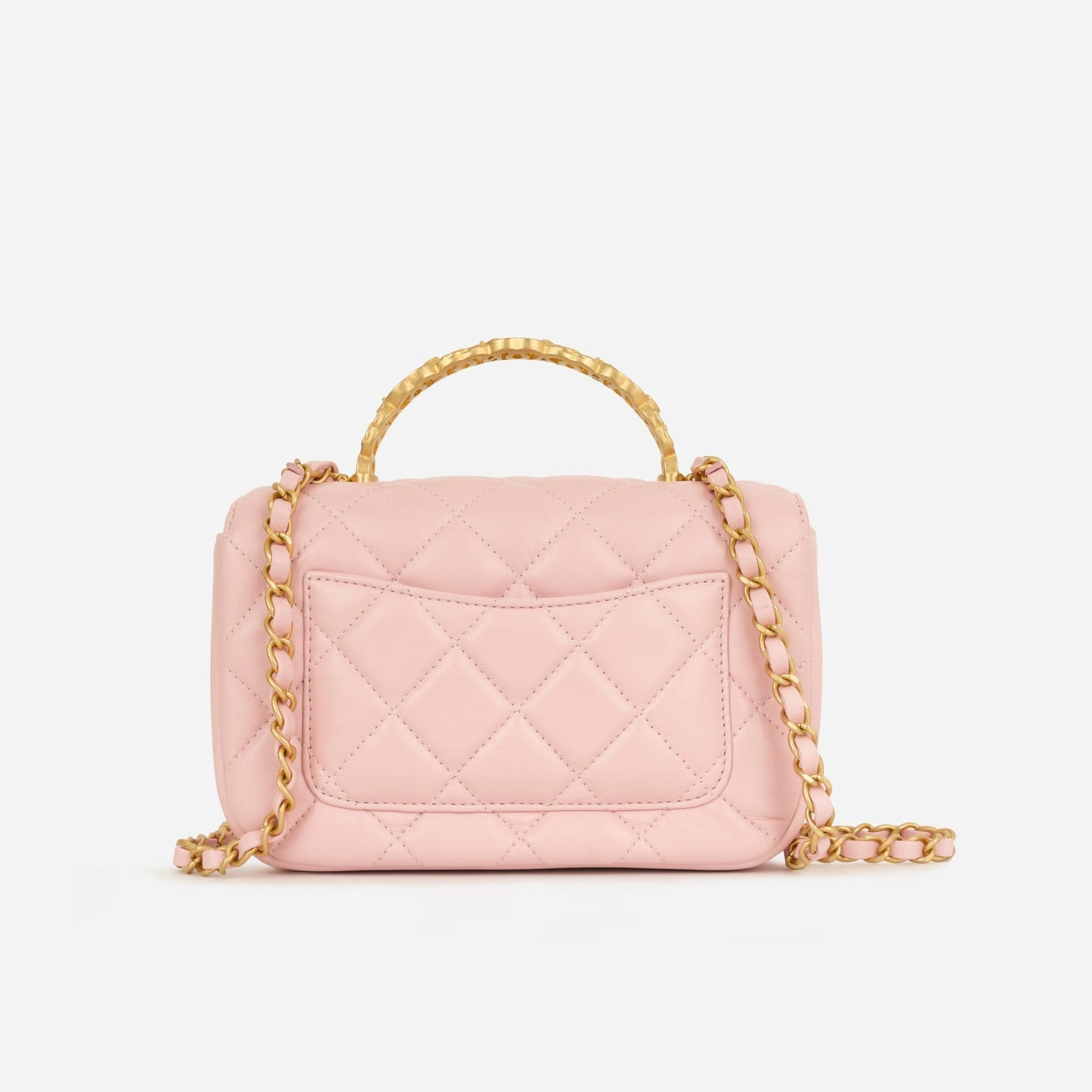 Chanel Chanel - Seasonal Flap W/Logo Top Handle - Pink Lambskin AGHW - Plaque Series