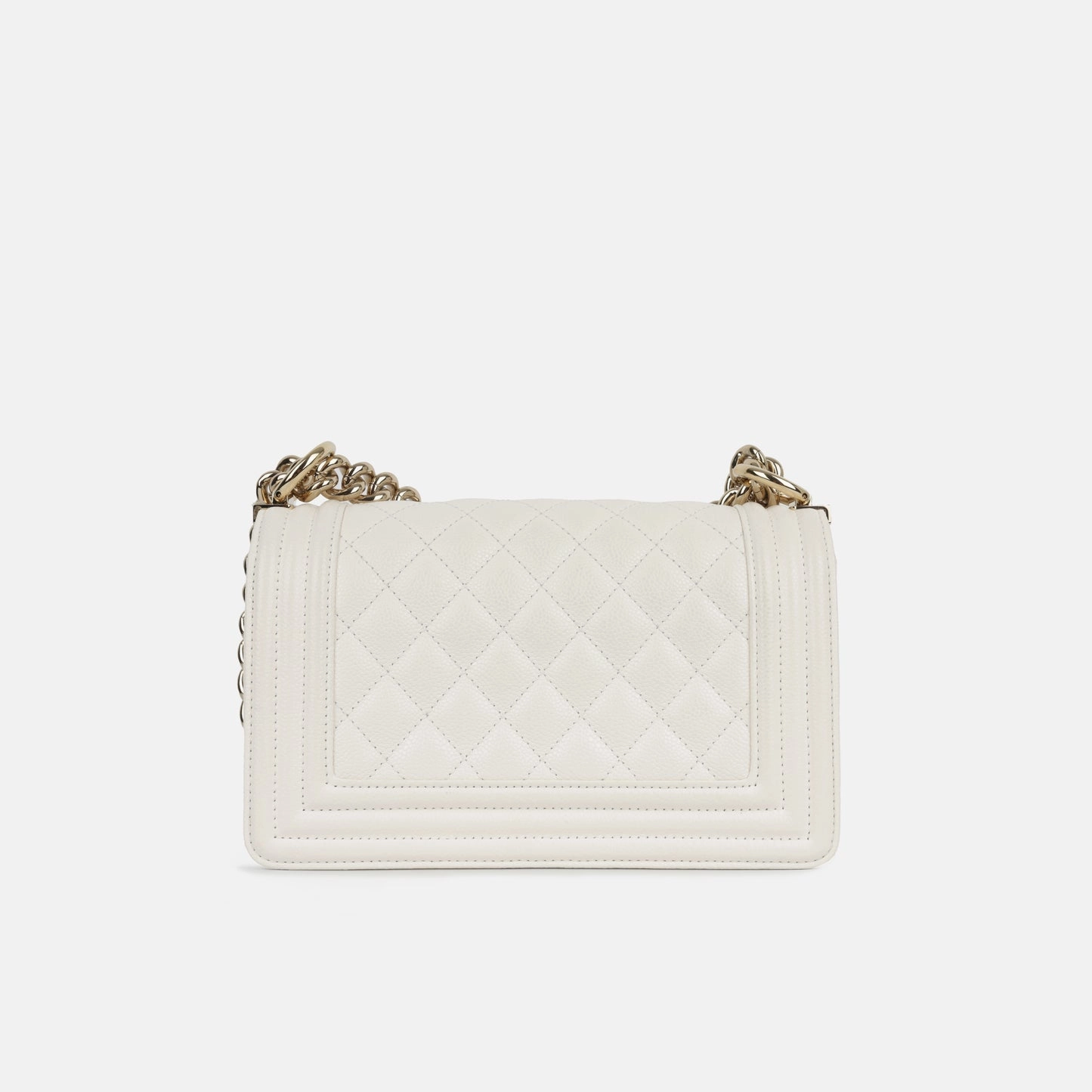 Chanel Chanel - Small Boy Bag - White Caviar CGHW - Pre-Loved