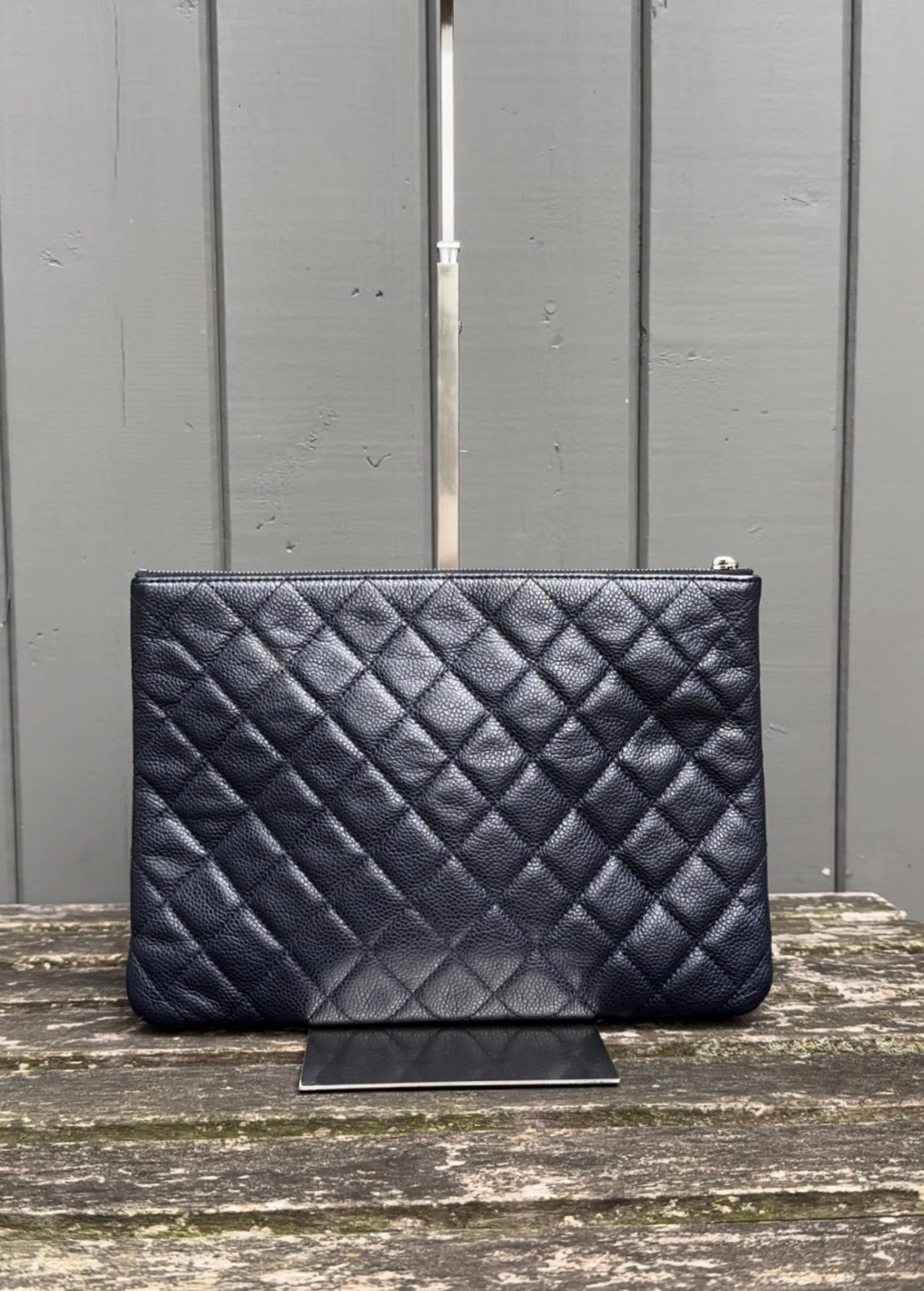 CHANEL Classic Large Caviar Leather Pouch Clutch