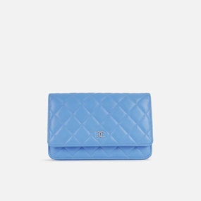 Chanel Classic Wallet On Chain Sky Blue Caviar