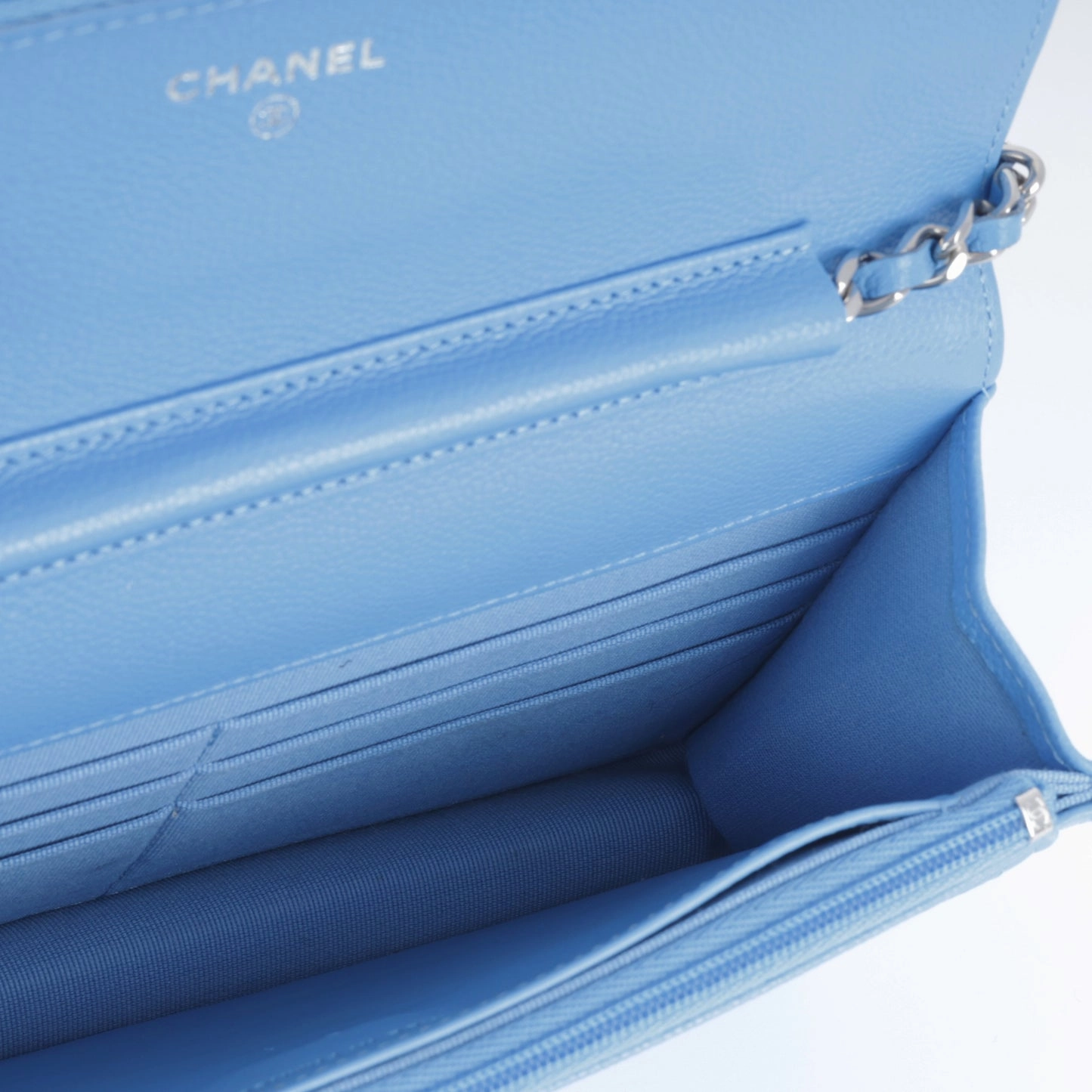 Chanel Classic Wallet On Chain Sky Blue Caviar