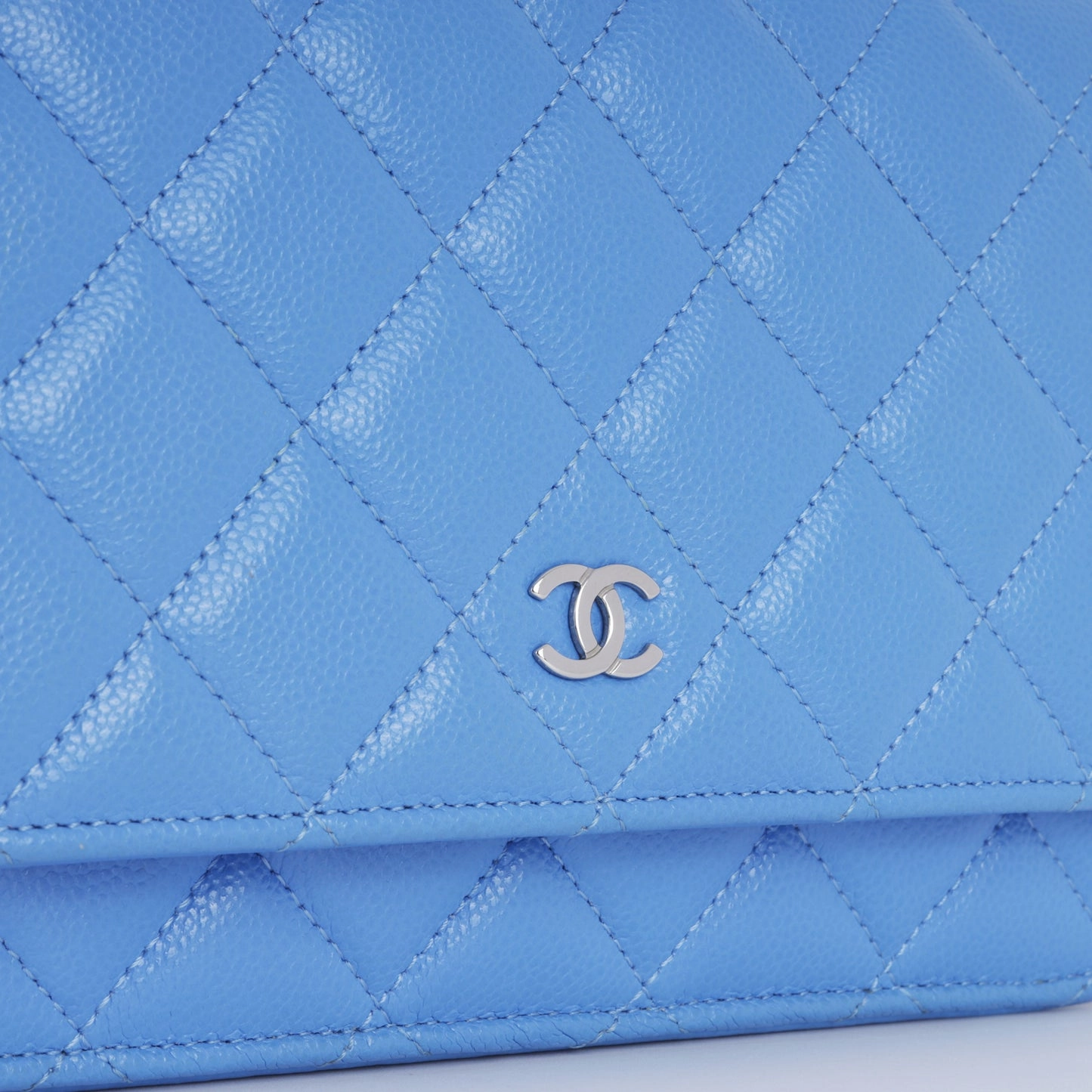 Chanel Classic Wallet On Chain Sky Blue Caviar