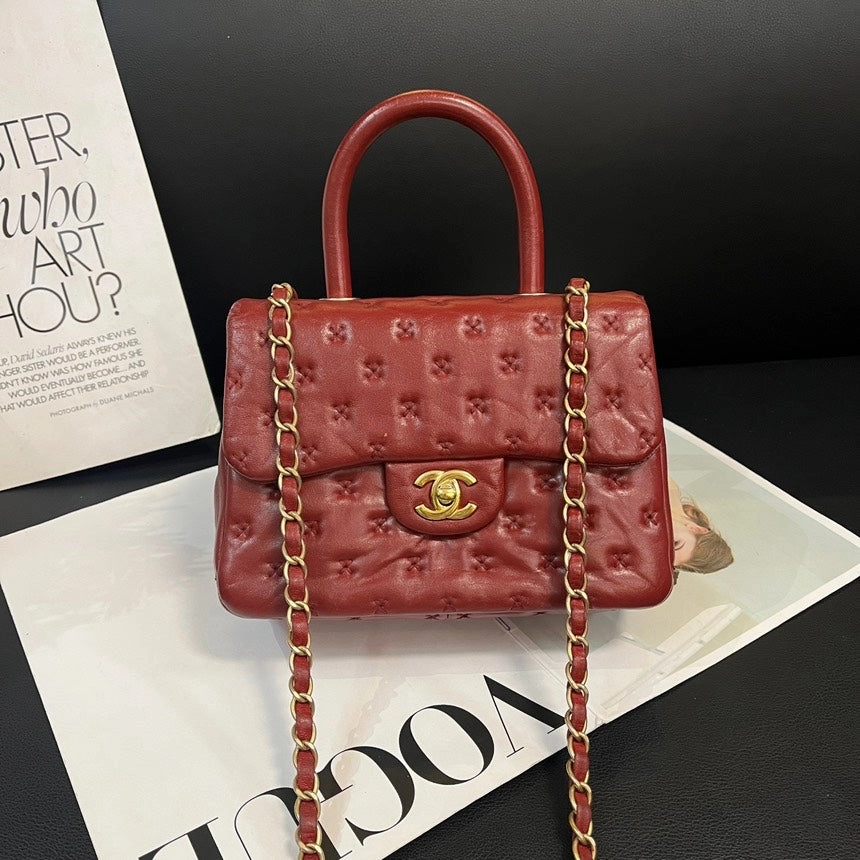 Chanel Coco Handle Red Gold Crossbody Bag