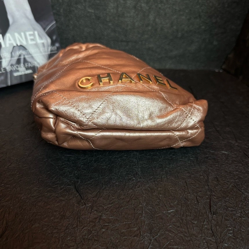 Chanel Copper Pink 22 Bag Mini Chip Crossbody Bag