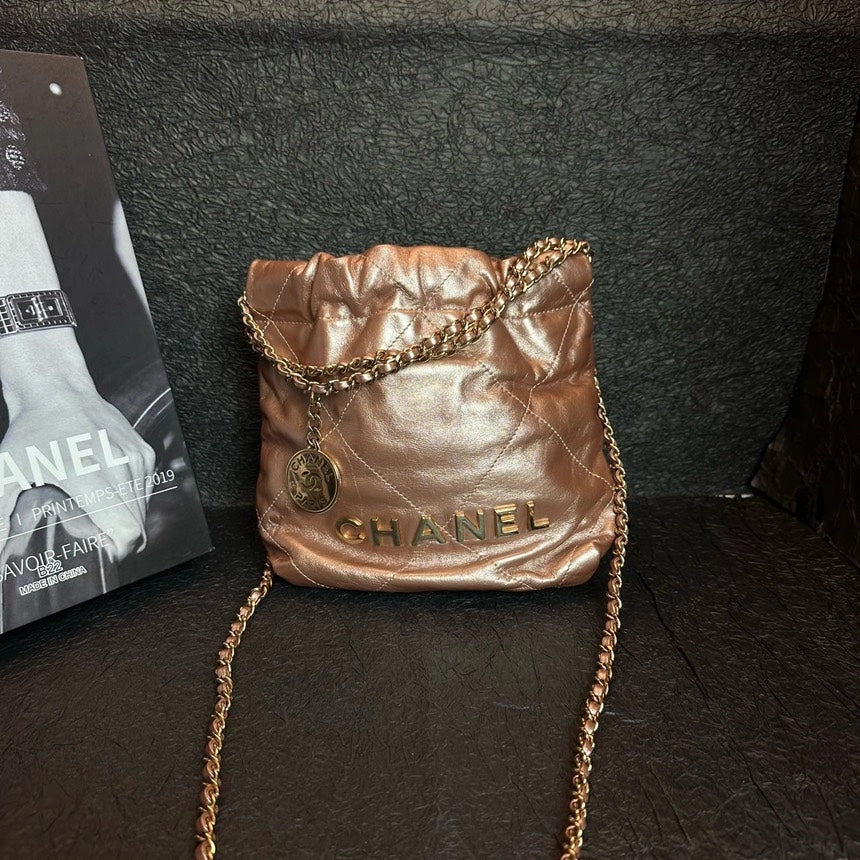 Chanel Copper Pink 22 Bag Mini Chip Crossbody Bag