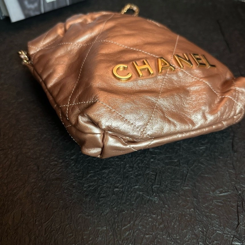 Chanel Copper Pink 22 Bag Mini Chip Crossbody Bag