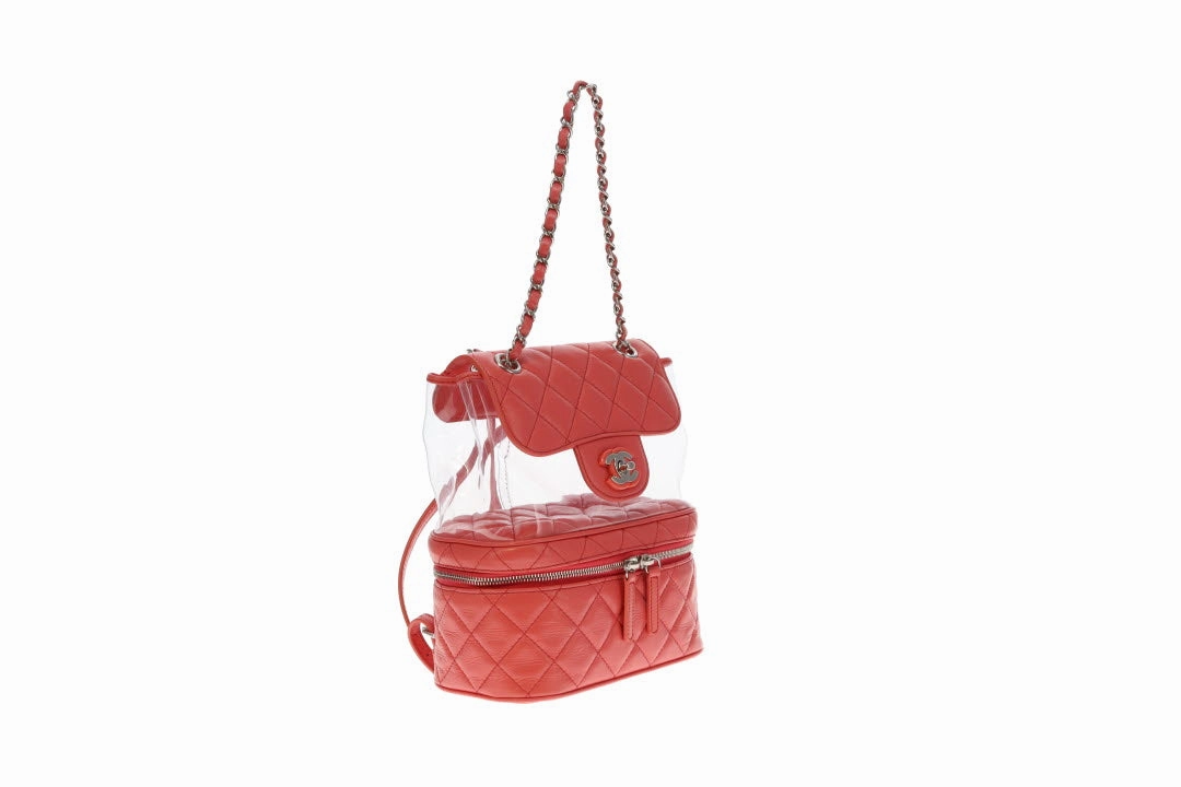 Chanel Coral Pink Leather and PVC Aquarium Backpack 2018