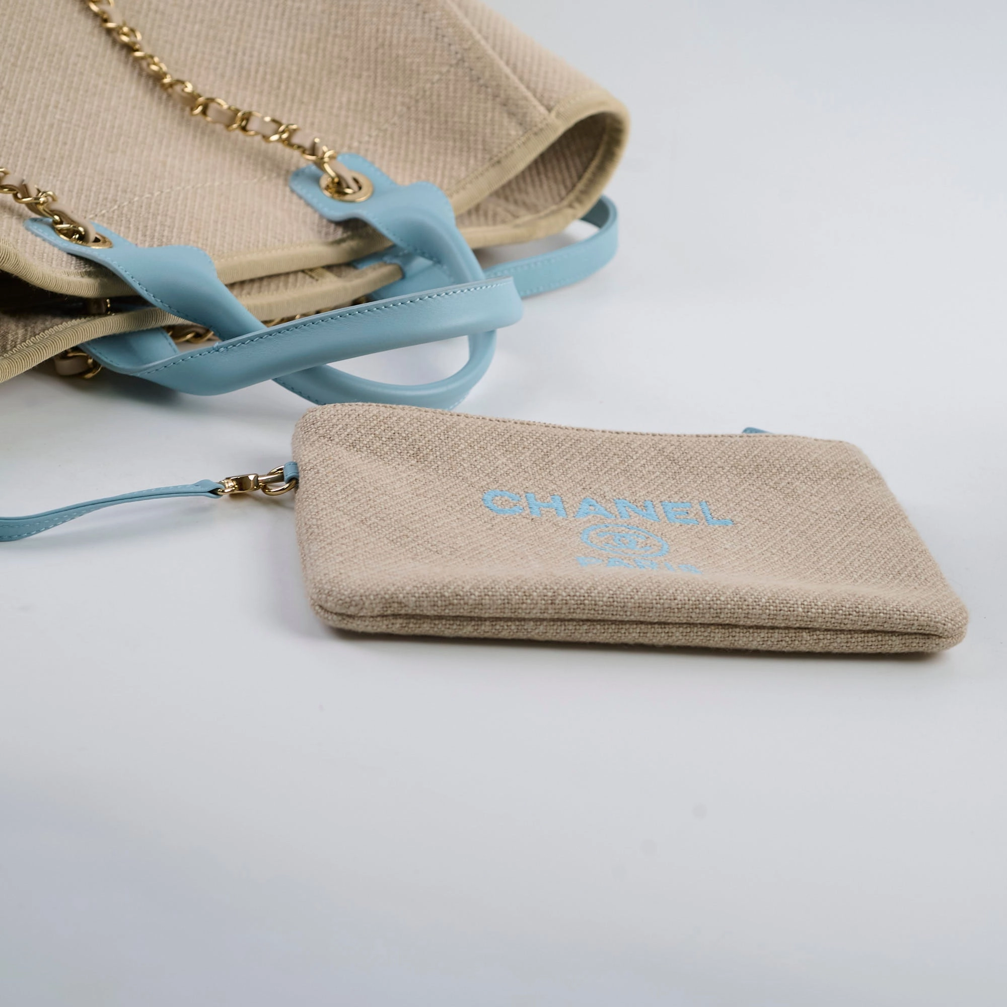 Chanel Deauville Small Beige/Blue Microchip