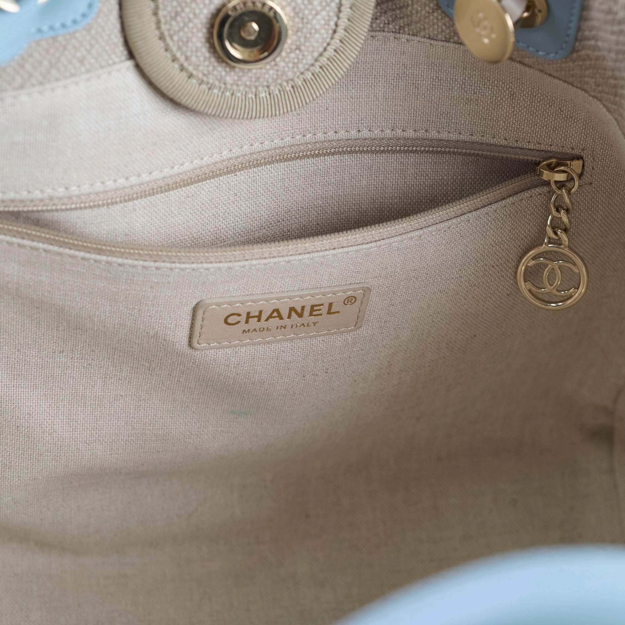 Chanel Deauville Small Beige/Blue Microchip