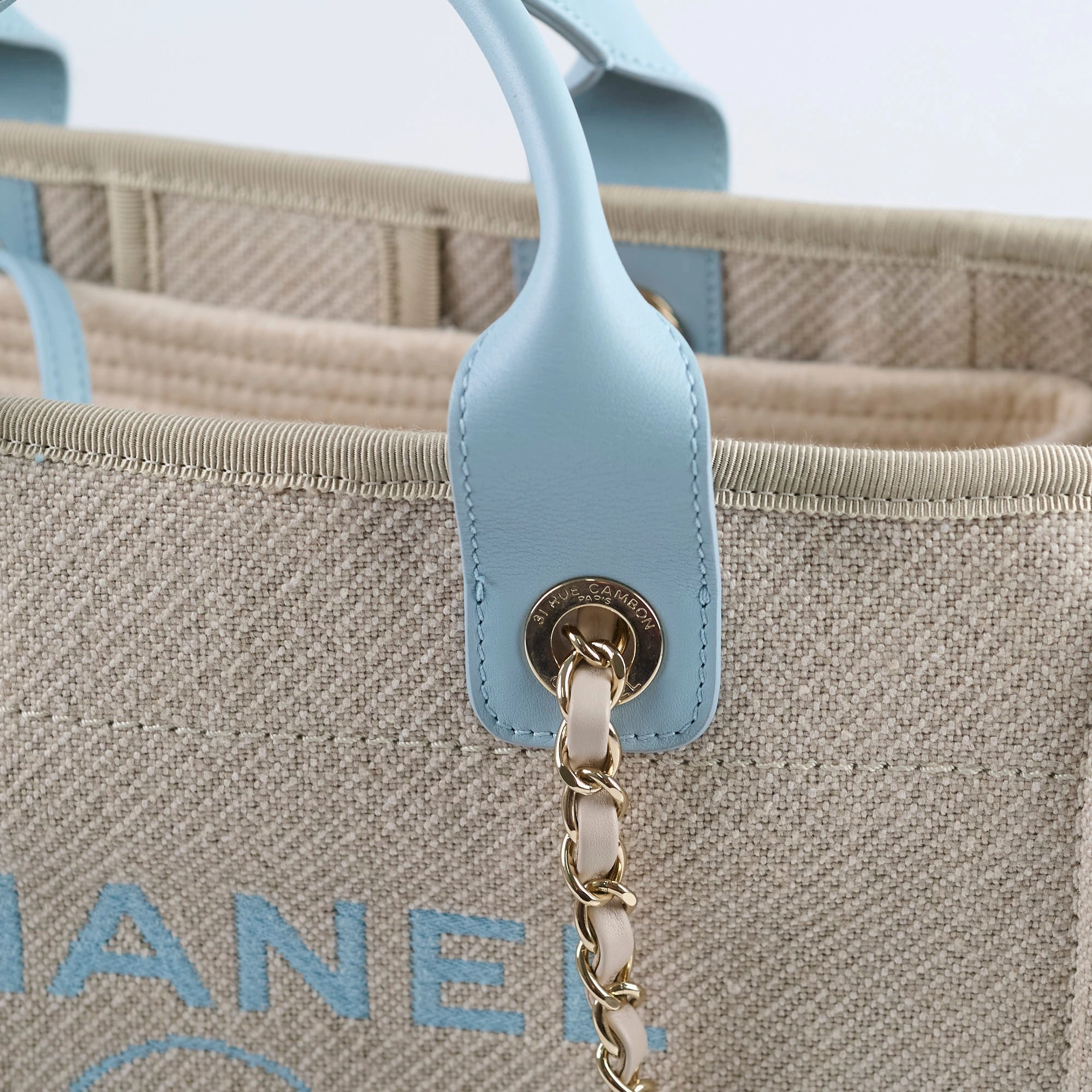 Chanel Deauville Small Beige/Blue Microchip