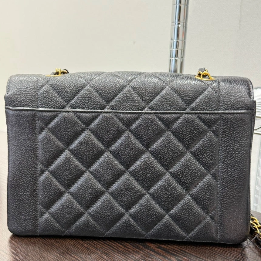 Chanel Diana Caviar Leather Black Flap Chain Crossbody