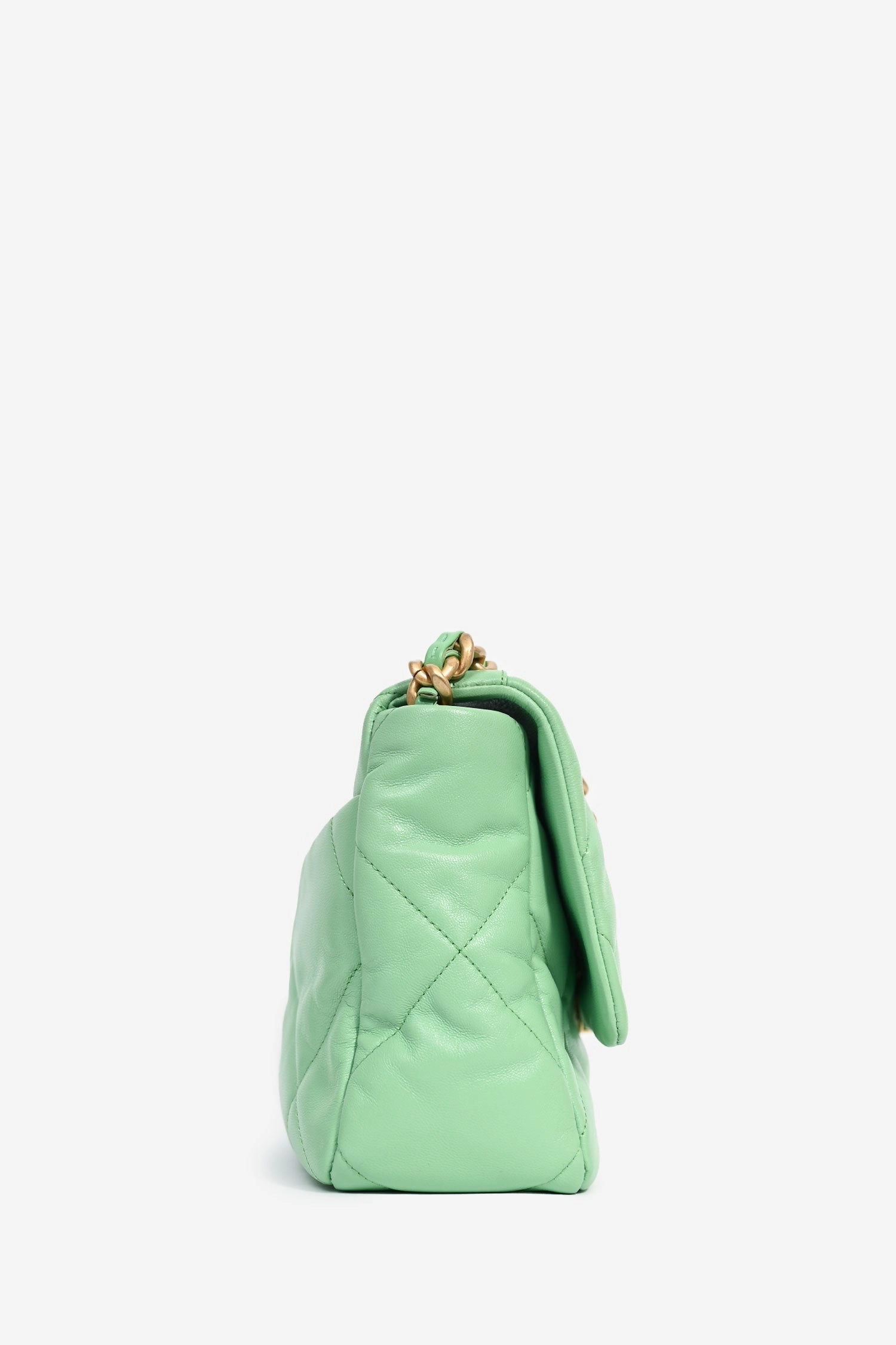 Chanel Green Leather Large 19 Flap Shoulder Bag