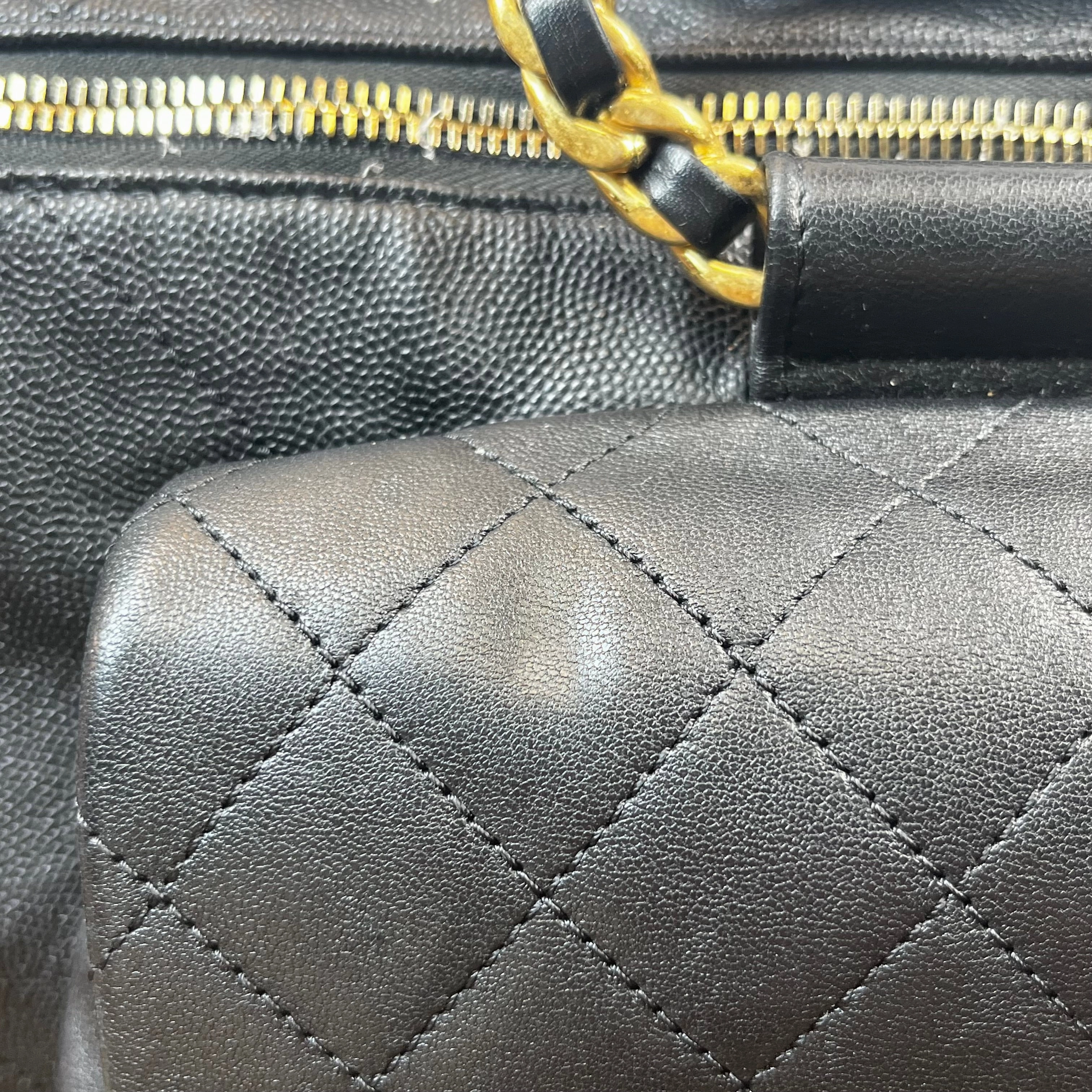 CHANEL In The Loop Black Caviar Lambskin Quilted Satchel