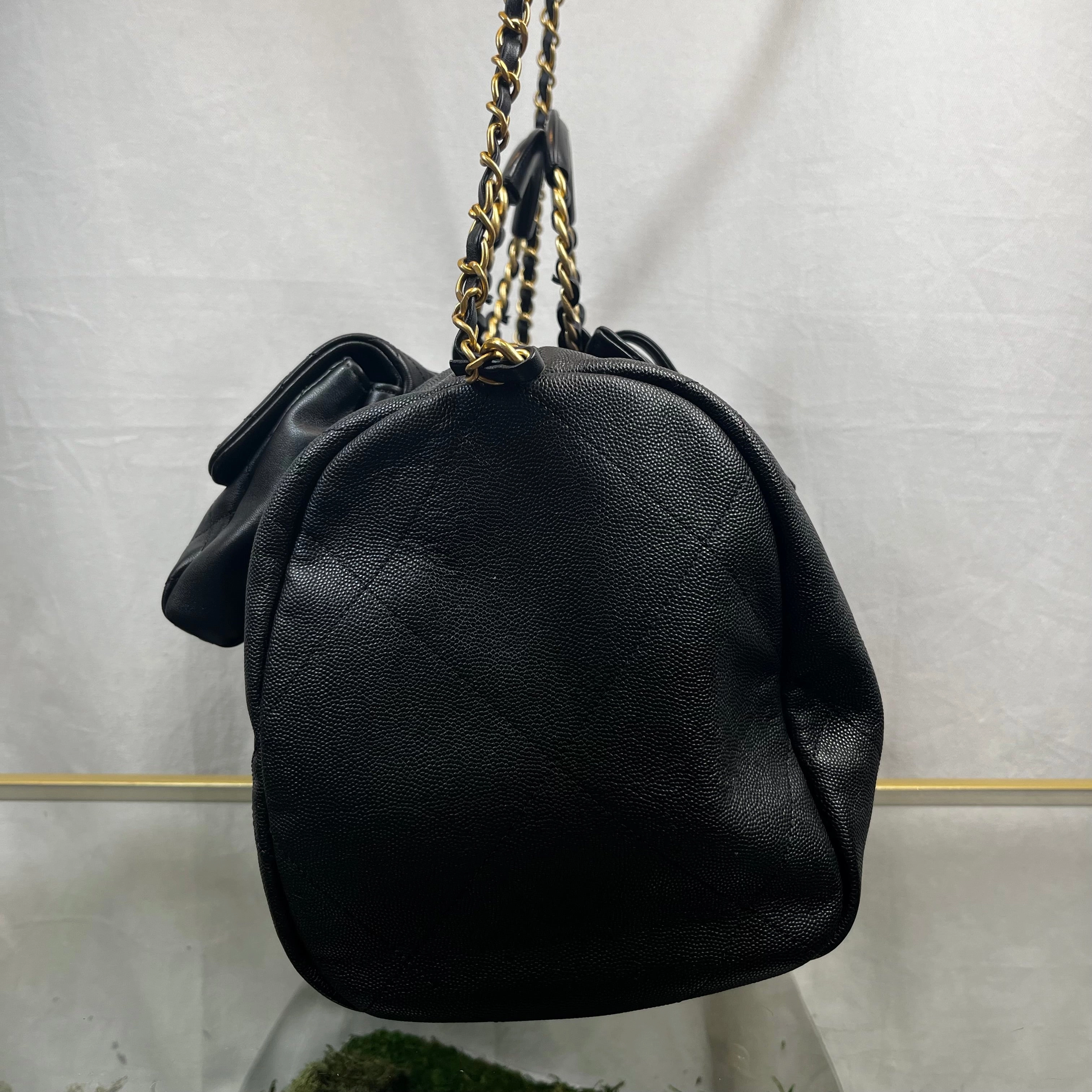 CHANEL In The Loop Black Caviar Lambskin Quilted Satchel