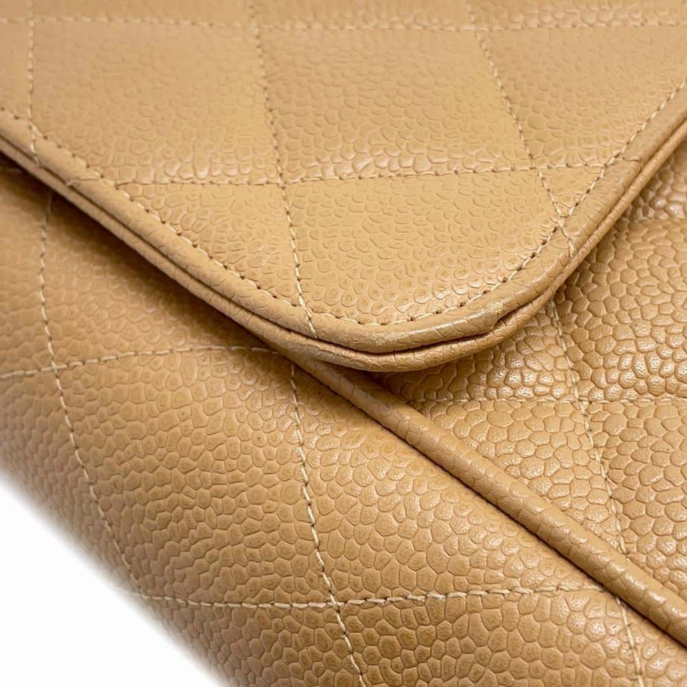 CHANEL Jumbo Matelasse ChainShoulder Bag BeigeA04412 Caviar Leather Size 30