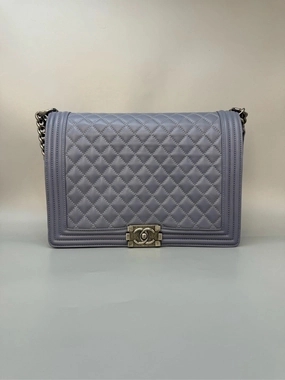 Chanel Le Boy Smog Blue Lambskin Maxi Shoulder Bag