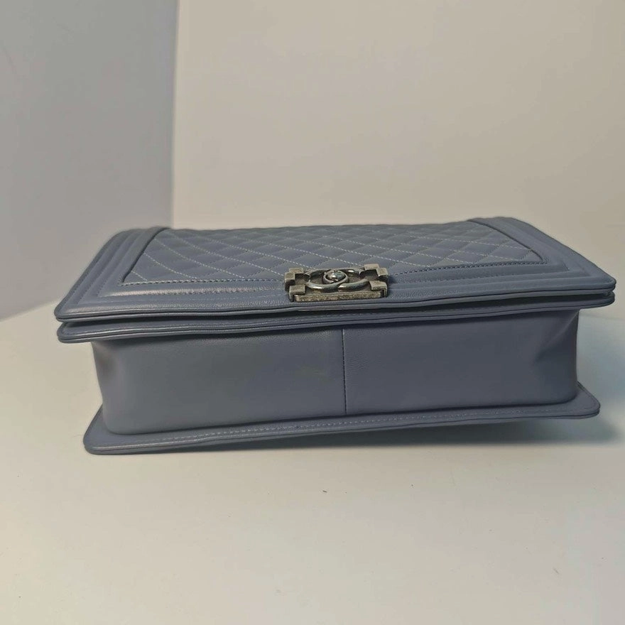 Chanel Le Boy Smog Blue Lambskin Maxi Shoulder Bag
