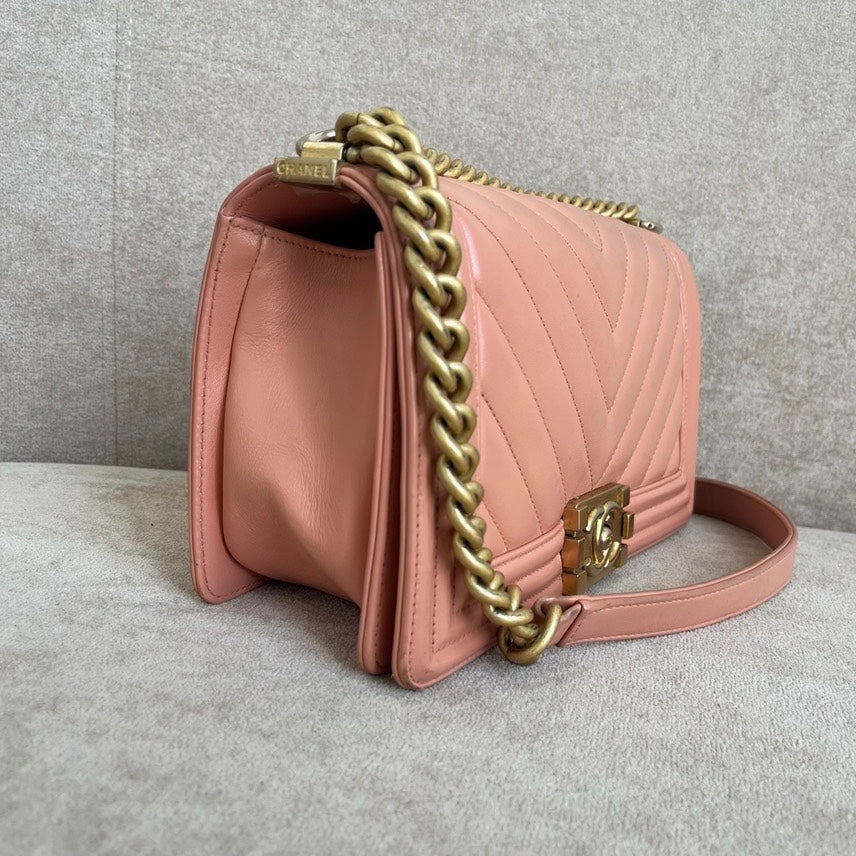 Chanel Leboy HMM Peach Leather Crossbody Bag