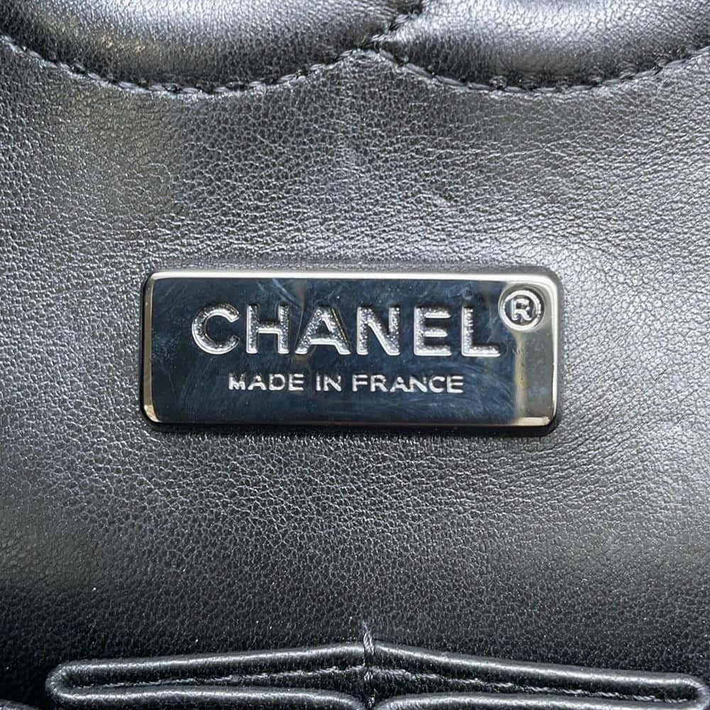 CHANEL Logo Print Double Flap ChainShoulder Bag BlackA01112 Leather