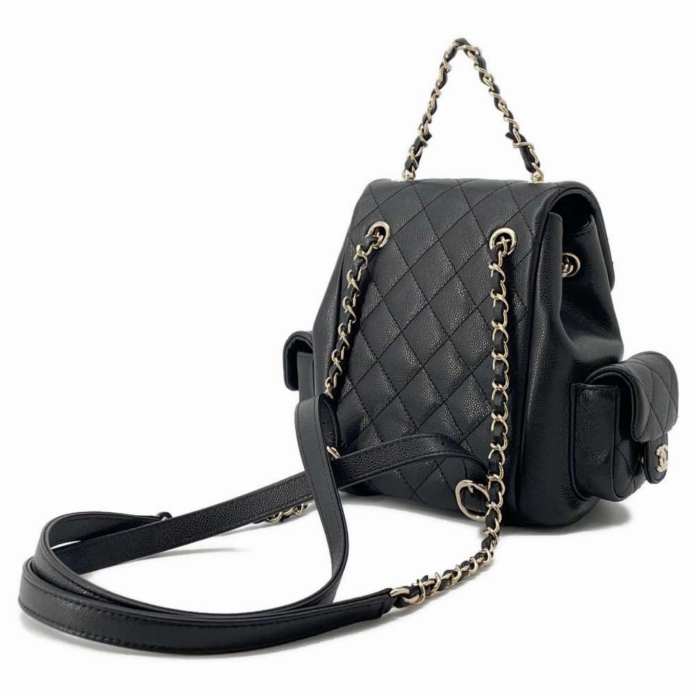 CHANEL Matelasse Backpack BlackAS4399 Caviar Leather Size Small