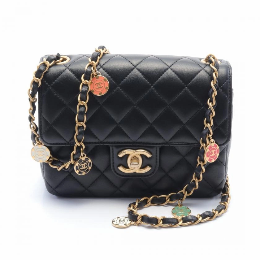 Chanel Matelasse Black Leather Chain Shoulder Bag
