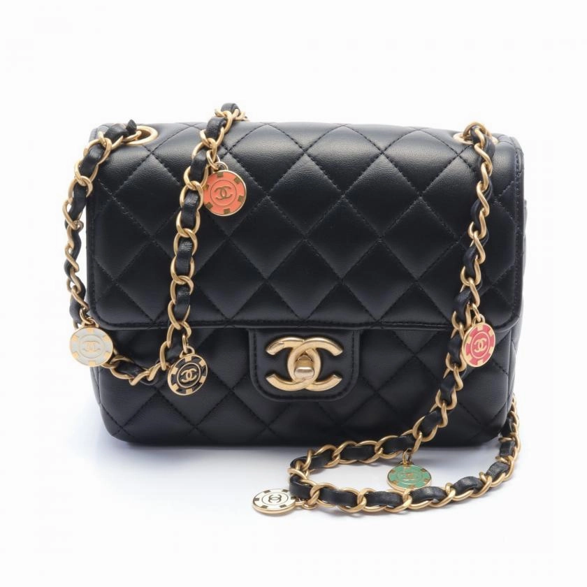 Chanel Matelasse Black Leather Chain Shoulder Bag