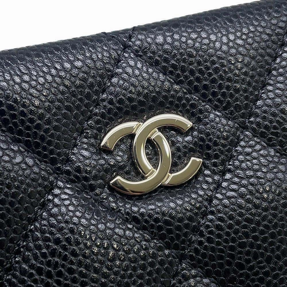 CHANEL Matelasse ChainClutch Shoulder Bag BlackAP4422 Caviar Leather
