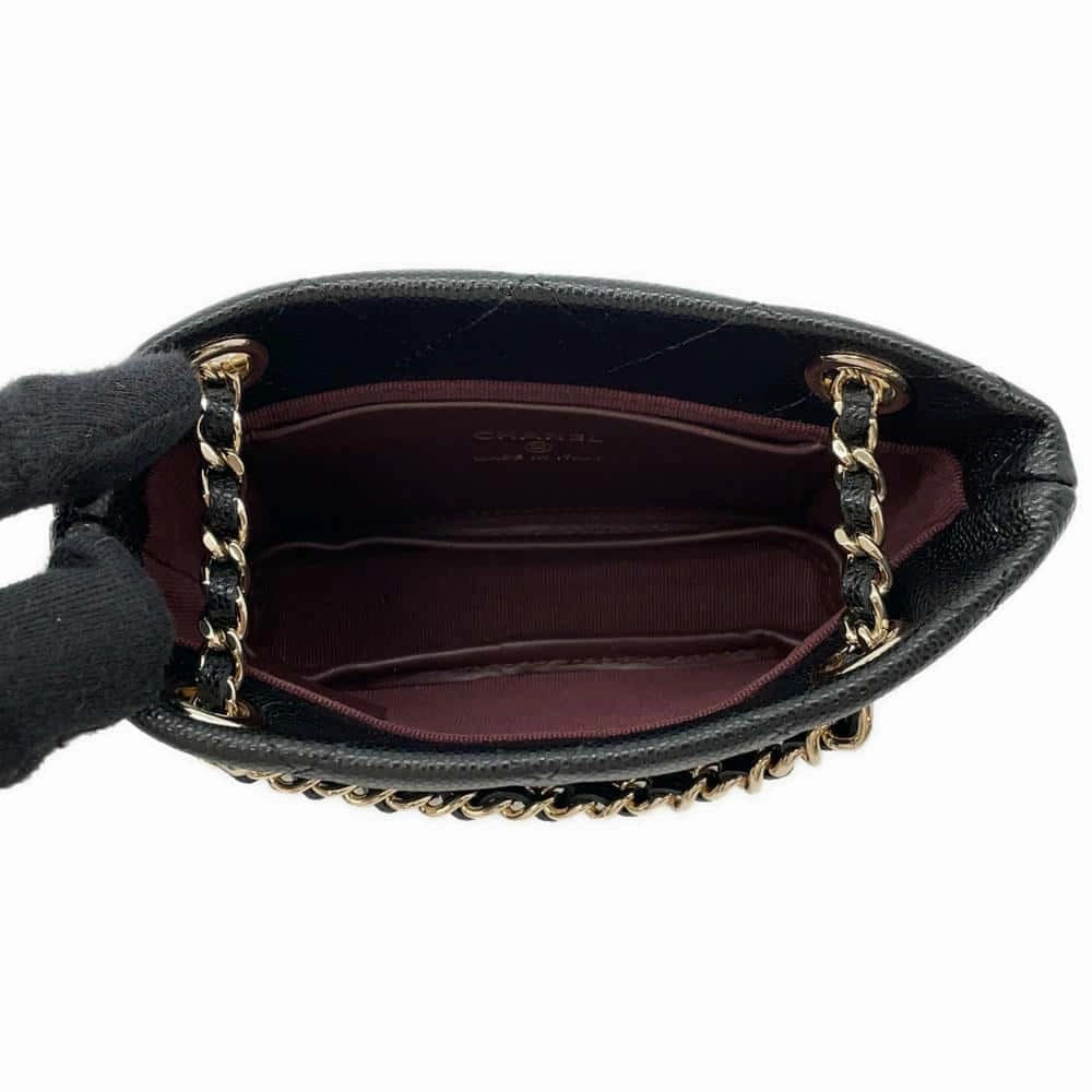 CHANEL Matelasse ChainClutch Shoulder Bag BlackAP4422 Caviar Leather