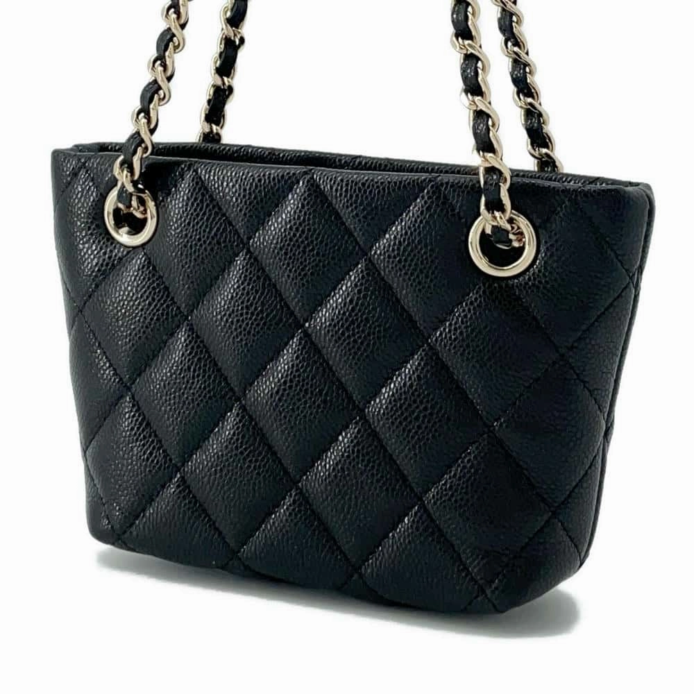 CHANEL Matelasse ChainClutch Shoulder Bag BlackAP4422 Caviar Leather