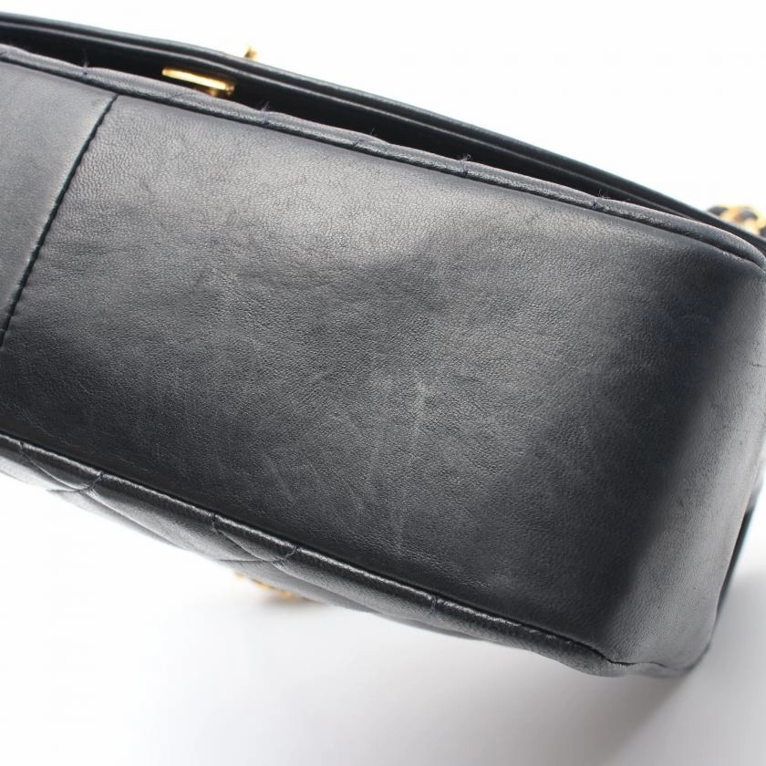 Chanel Matelasse Diana Flap Chain Shoulder Bag Lambskin Dark Navy Gold Hardware Vintage