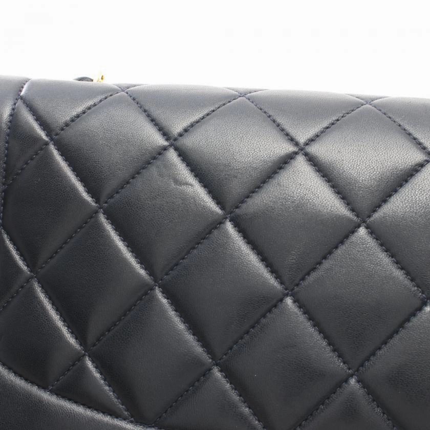 Chanel Matelasse Diana Flap Chain Shoulder Bag Lambskin Dark Navy Gold Hardware Vintage