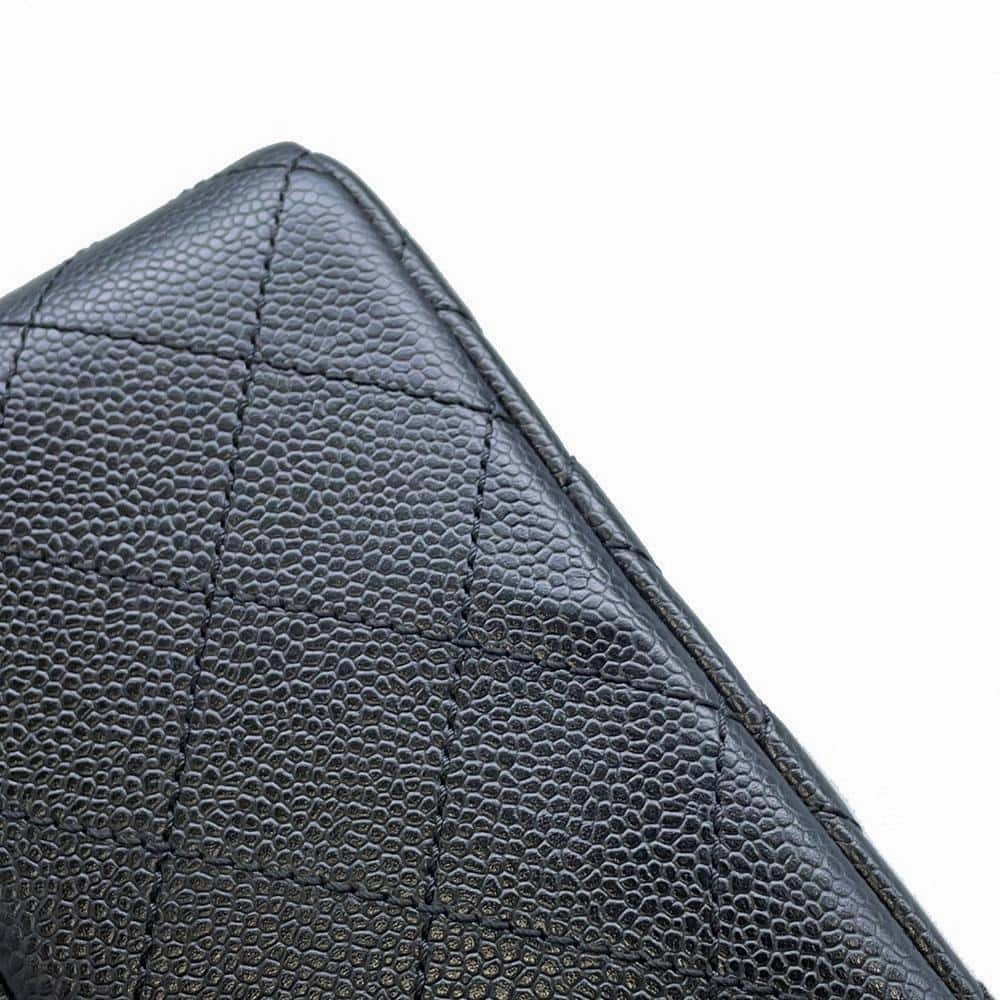 CHANEL Matelasse Single Flap ChainShoulder Bag Black Caviar Leather Size 30