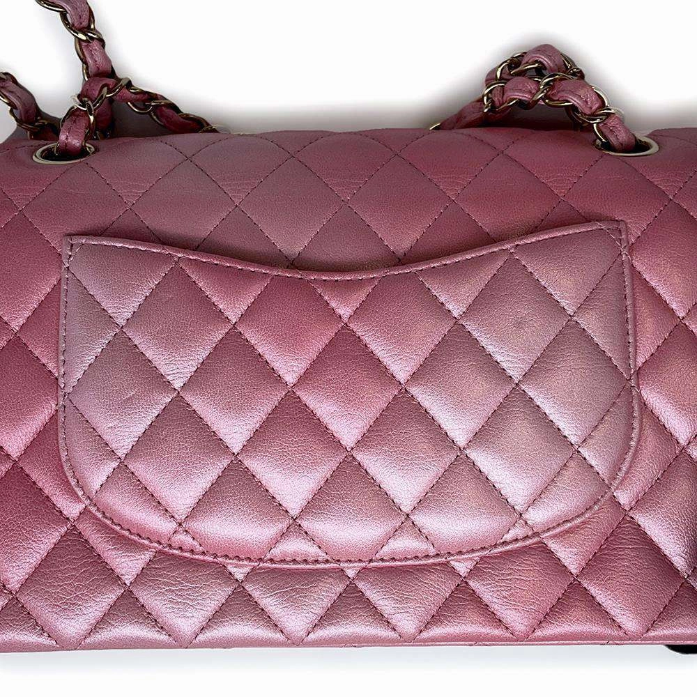 CHANEL Matelasse W Flap ChainShoulder Bag Gradation Light PinkA01112 Goatskin Leather Size 25