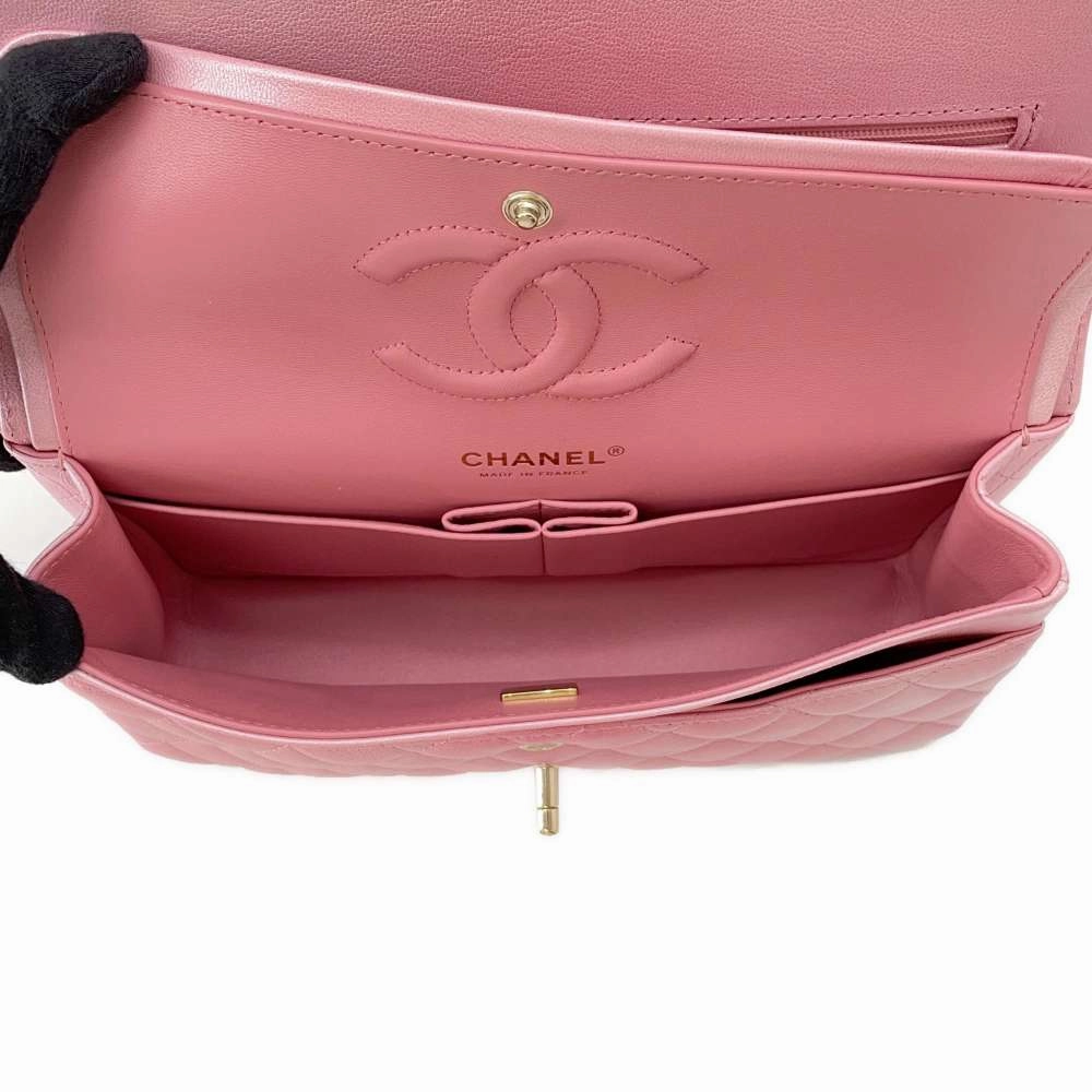CHANEL Matelasse W Flap ChainShoulder Bag Gradation Light PinkA01112 Goatskin Leather Size 25