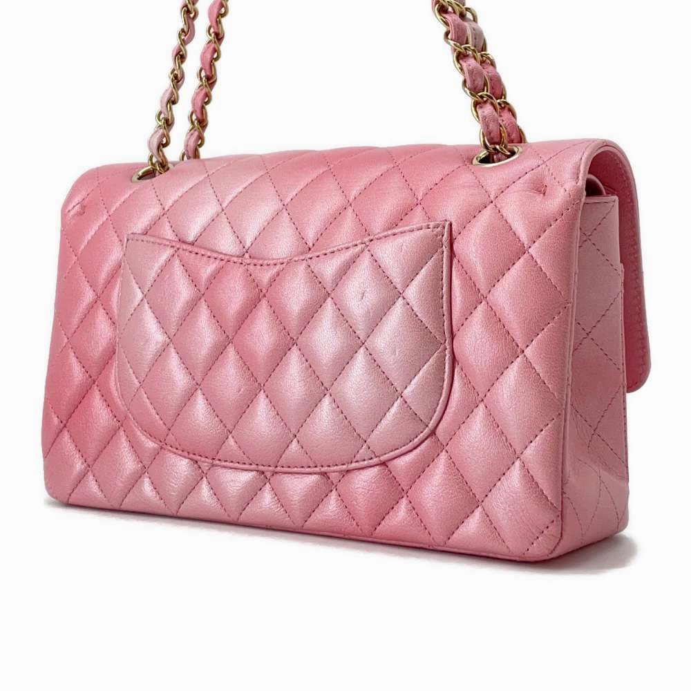 CHANEL Matelasse W Flap ChainShoulder Bag Gradation Light PinkA01112 Goatskin Leather Size 25