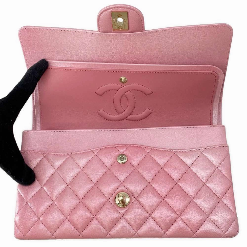 CHANEL Matelasse W Flap ChainShoulder Bag Gradation Light PinkA01112 Goatskin Leather Size 25