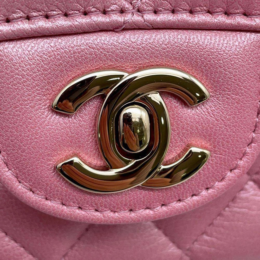 CHANEL Matelasse W Flap ChainShoulder Bag Gradation Light PinkA01112 Goatskin Leather Size 25