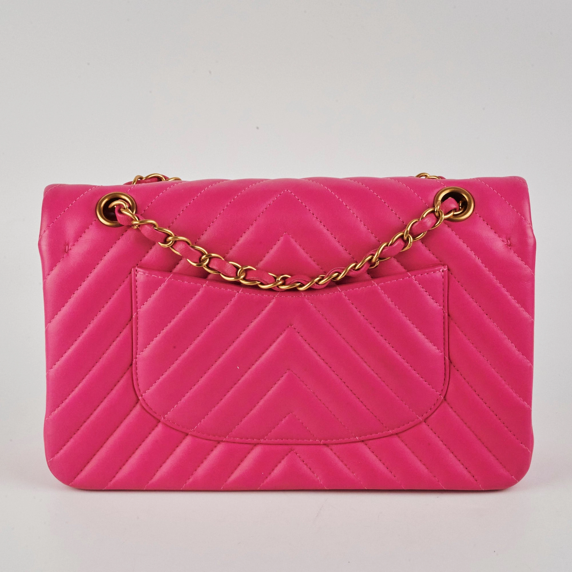 Chanel Medium Classic Flap Chevron Lambskin Pink