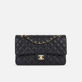Chanel Medium Classic Flap Midnight Blue Quilted Caviar CGHW