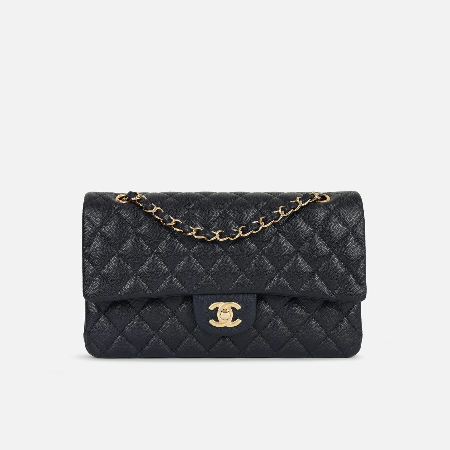 Chanel Medium Classic Flap Midnight Blue Quilted Caviar CGHW