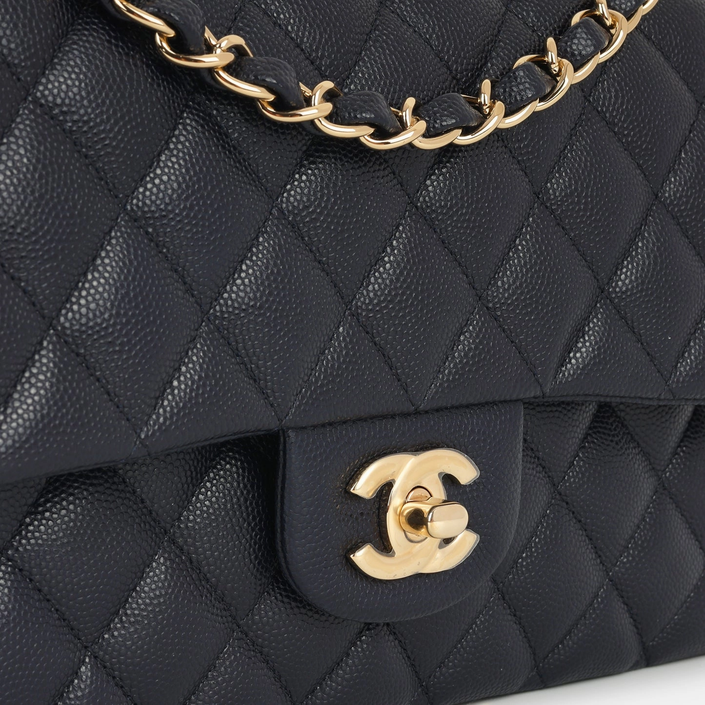 Chanel Medium Classic Flap Midnight Blue Quilted Caviar CGHW
