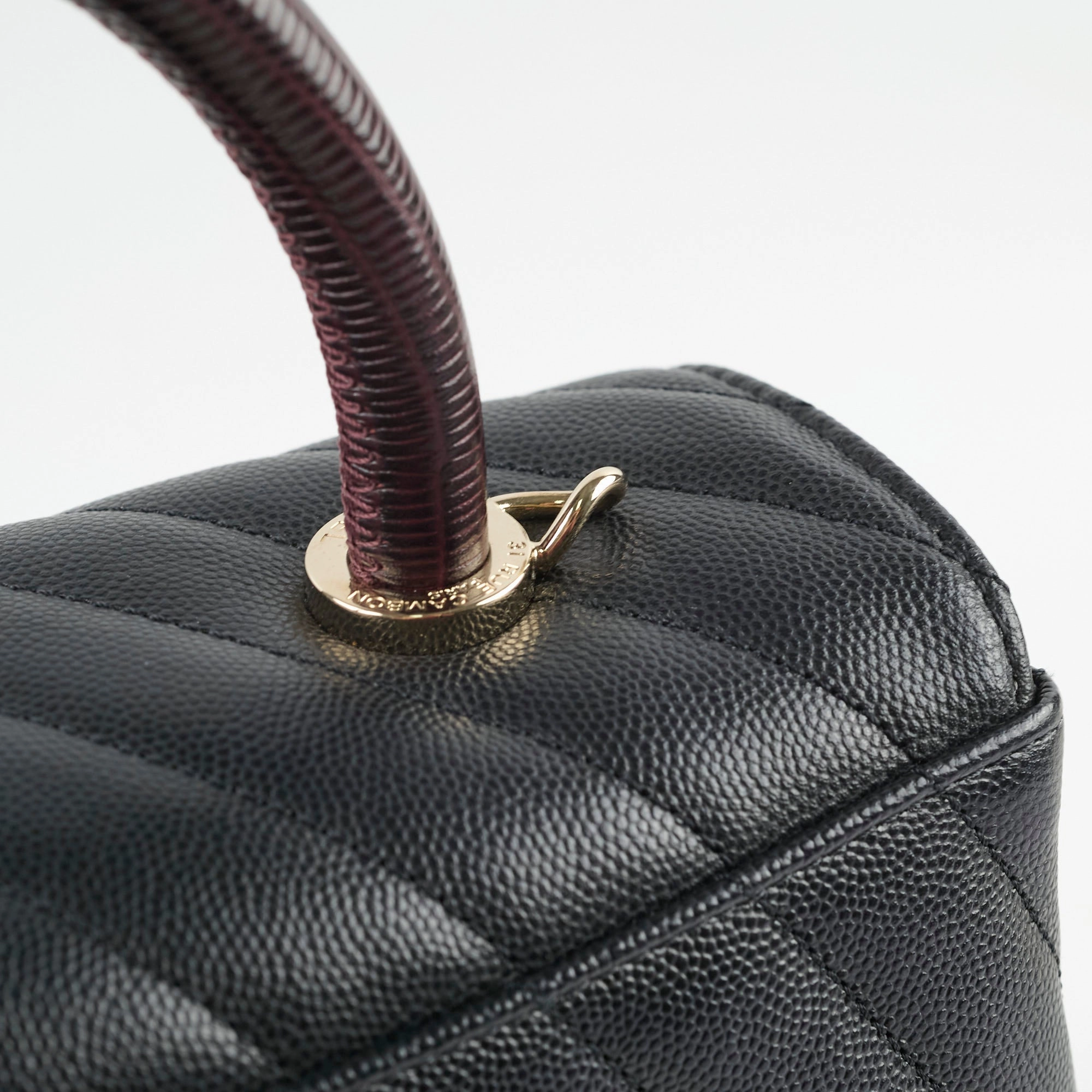 Chanel Medium Coco Handle (Lizard Top Handle) Black Chevron