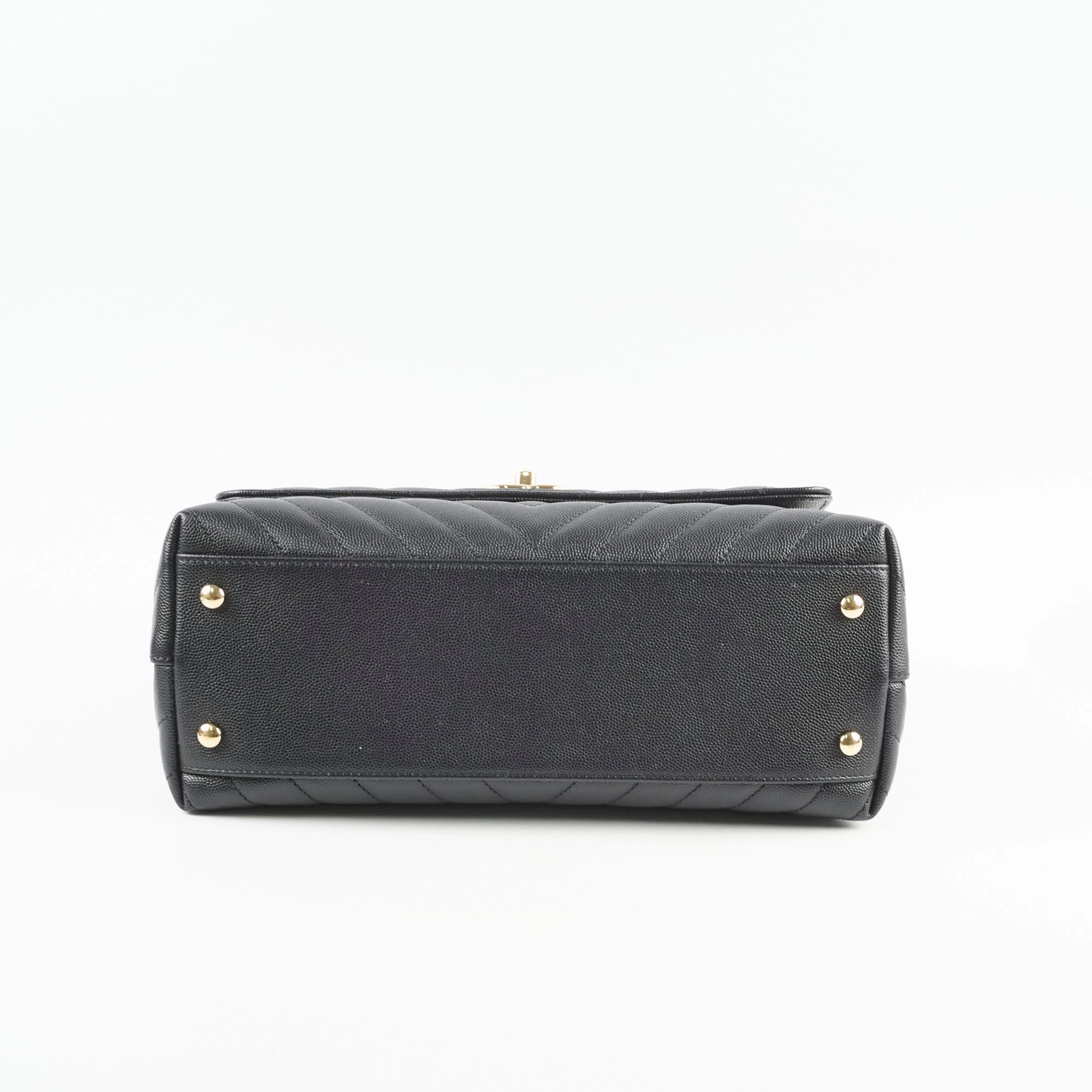 Chanel Medium Coco Handle (Lizard Top Handle) Black Chevron