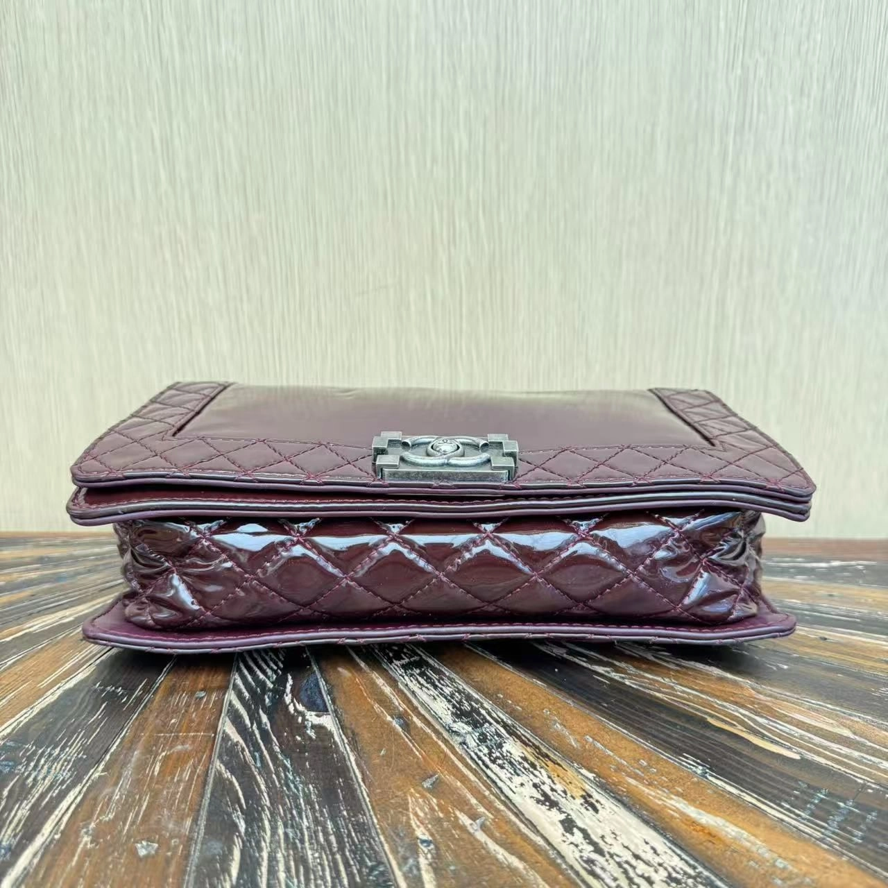 Chanel Medium Patent Reverso Boy Bag - Burgundy Shoulder Bags, Handbags 2965