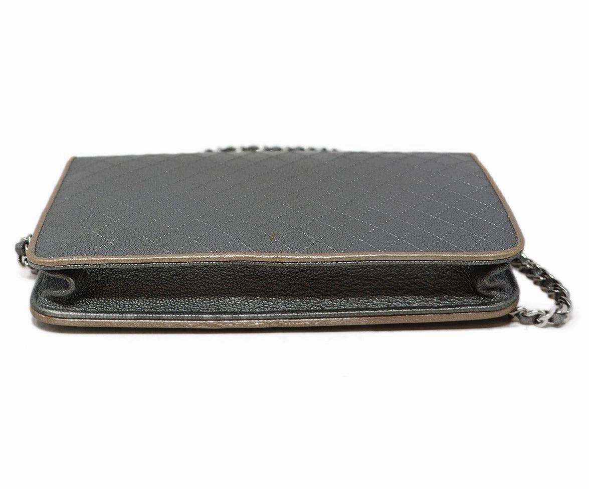 Chanel Metallic Pewter Quilted Leather Crossbody