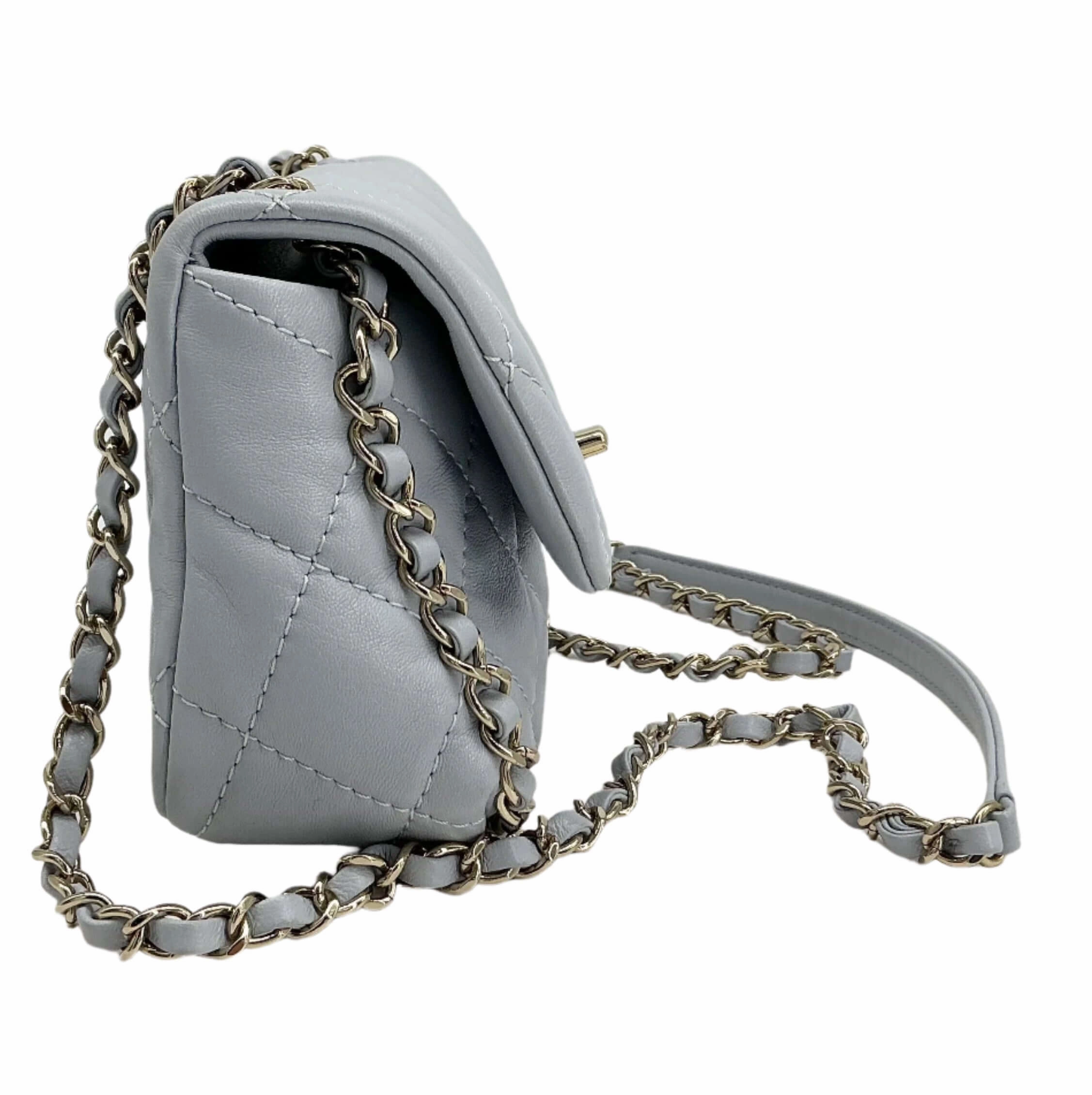 Chanel Mini Chain Around Flap Bag  Quilted Calfskin Leather with Crossbody Strap