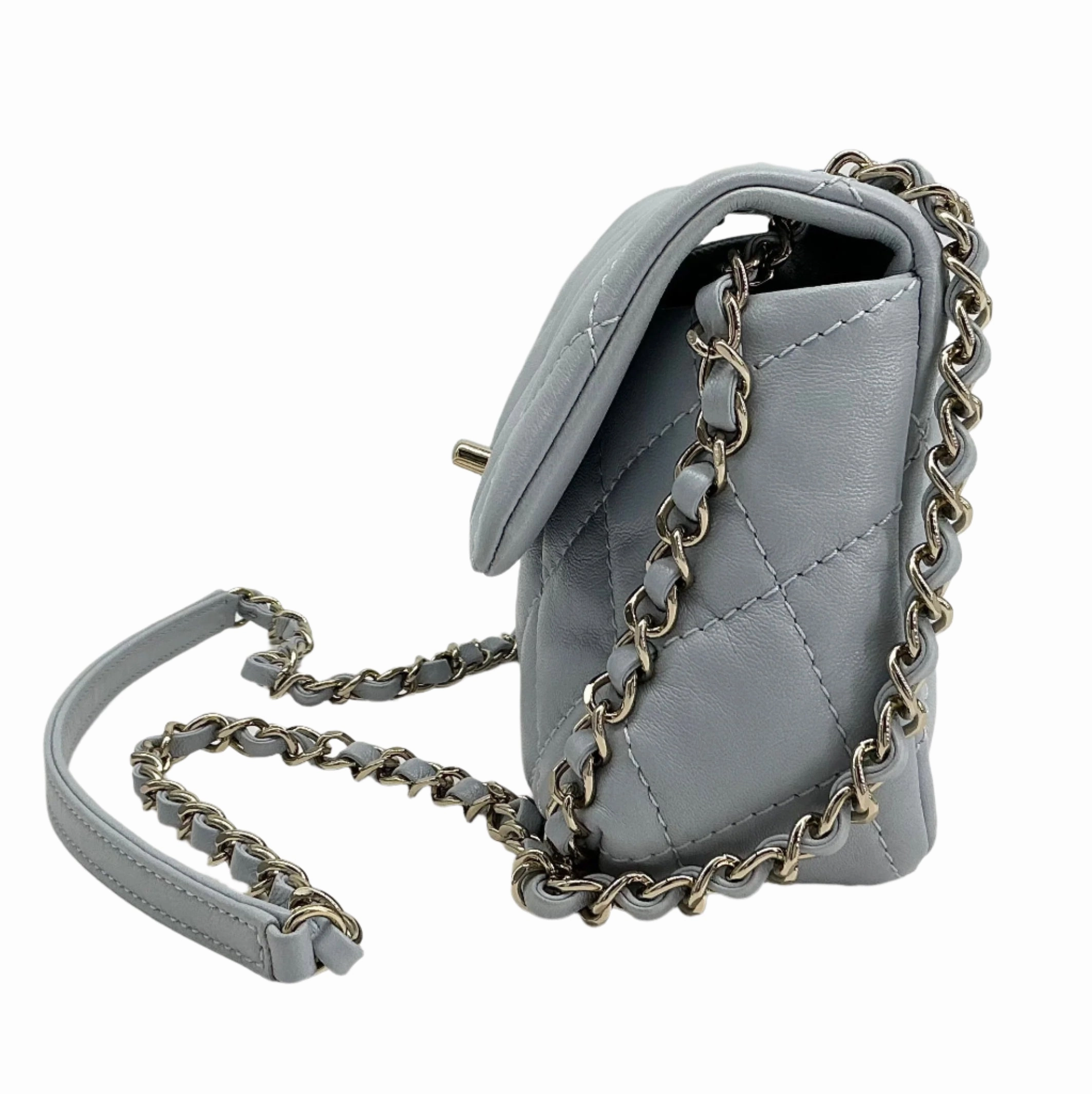 Chanel Mini Chain Around Flap Bag  Quilted Calfskin Leather with Crossbody Strap